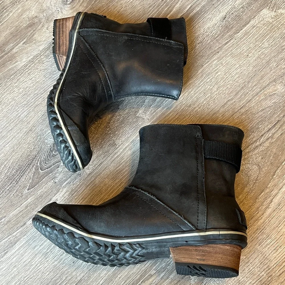 Sorel Slimboot Black‎ Leather Waterproof Boots Womens 7.5 UK 5.5 EU 38.5